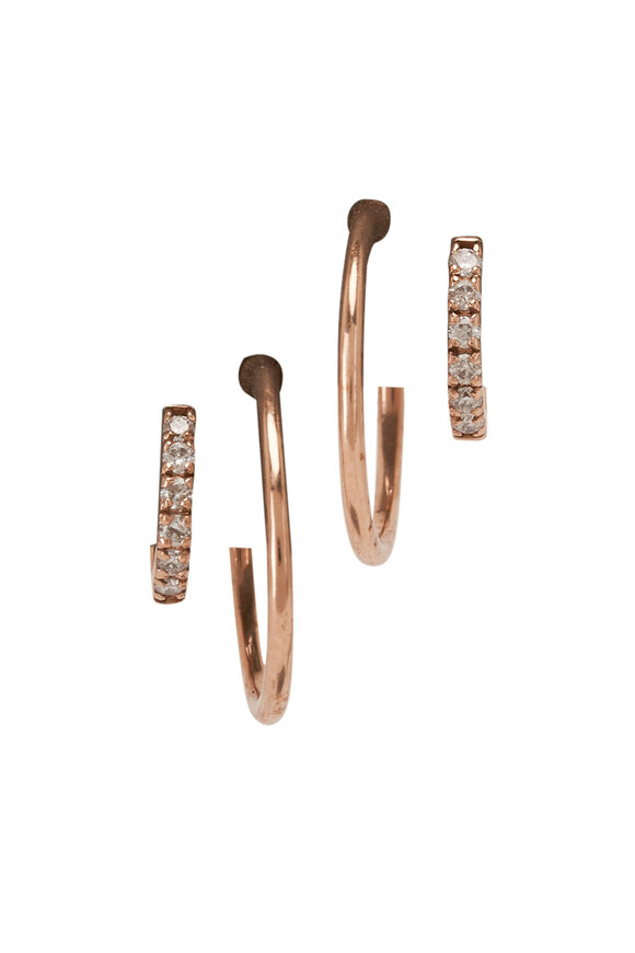 Kai Linz Diamond & Rose Gold Double Hoop Earrings