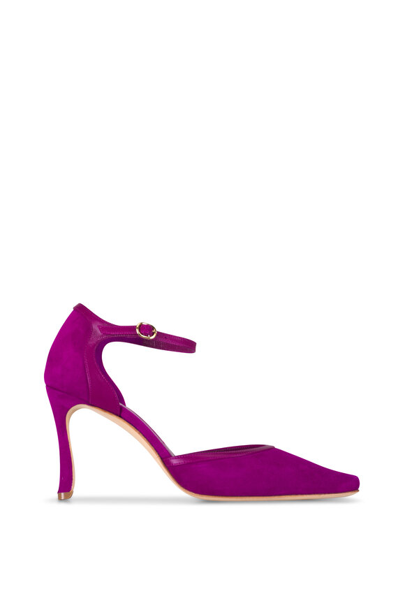 Manolo Blahnik Verdusan Hydra Burgundy Suede Pump, 90mm - view 2