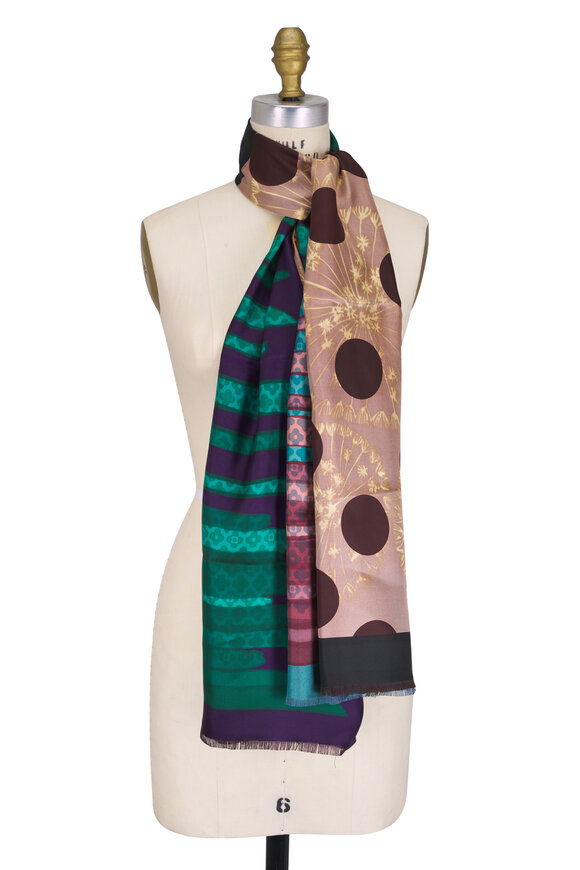 Odeeh Toffee Multi Color Silk Scarf