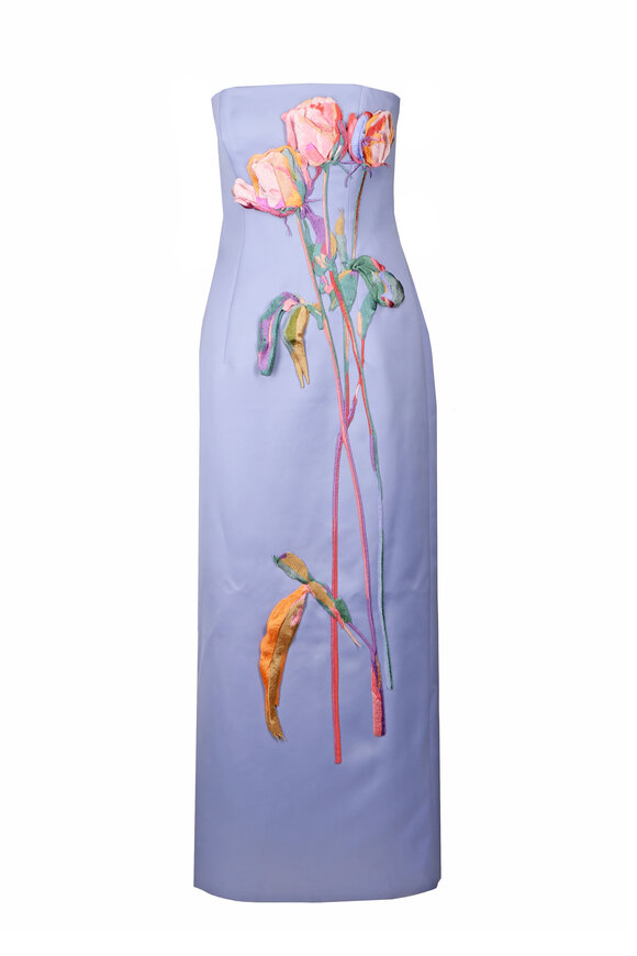 Leo Lin Rayna Periwinkle Embroidered Bustier Maxi Dress - view 1