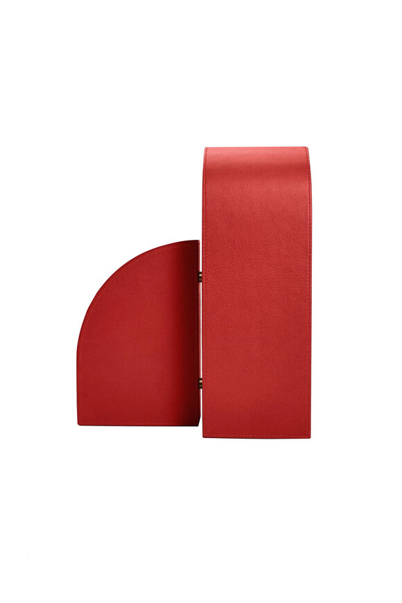 Assouline Red Leather Left Cubist Bookend
