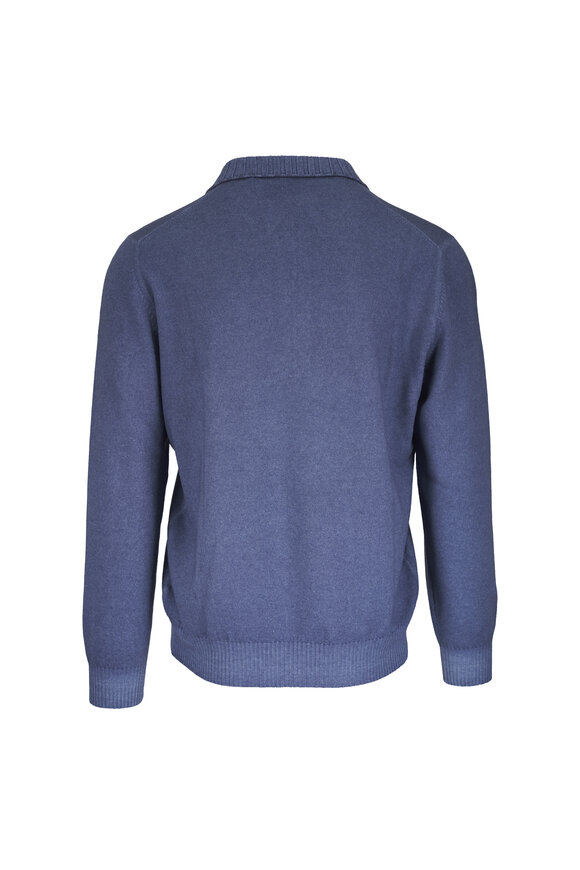 Gran Sasso Vintage Denim Blue Quarter Zip Sweater - view 2