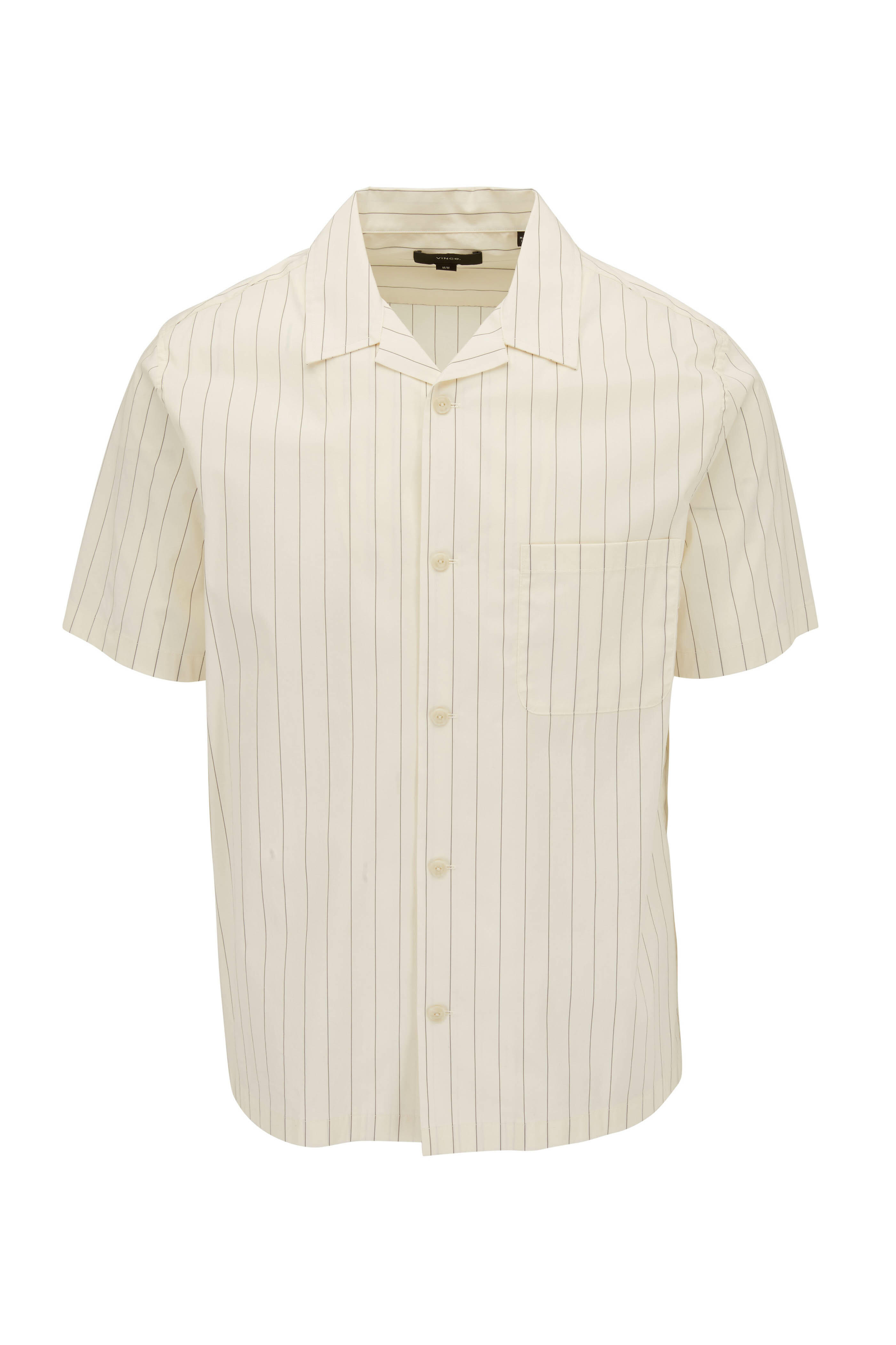 Vince - Bone Monte Striped Short Sleeve Shirt | Mitchell Stores