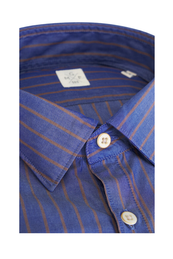 GMF Navy Chambray Stripe Cotton Sport Shirt - view 2