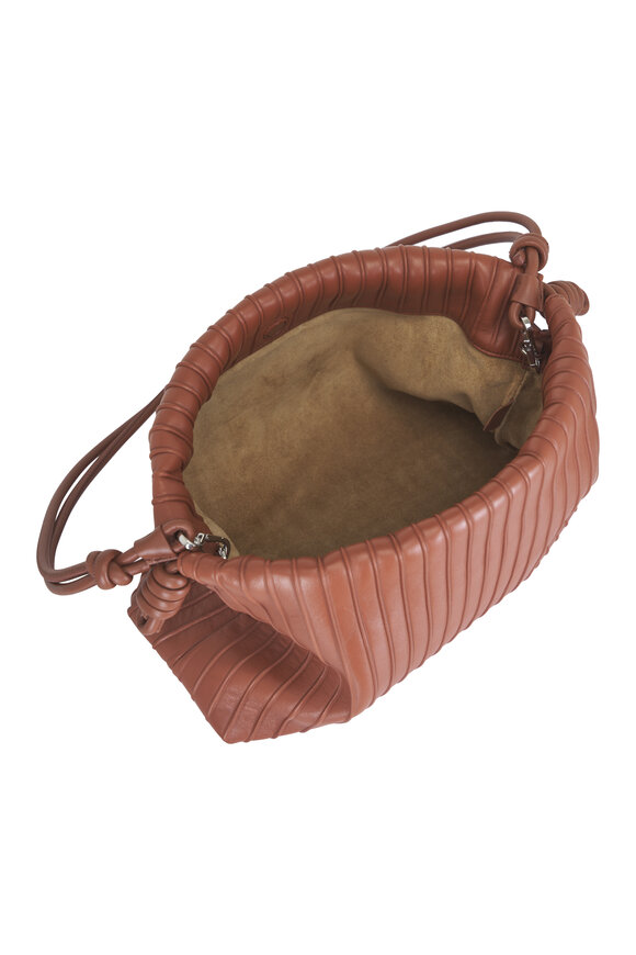 Loewe Medium Flamenco Pecan Pleated Leather Clutch - view 4