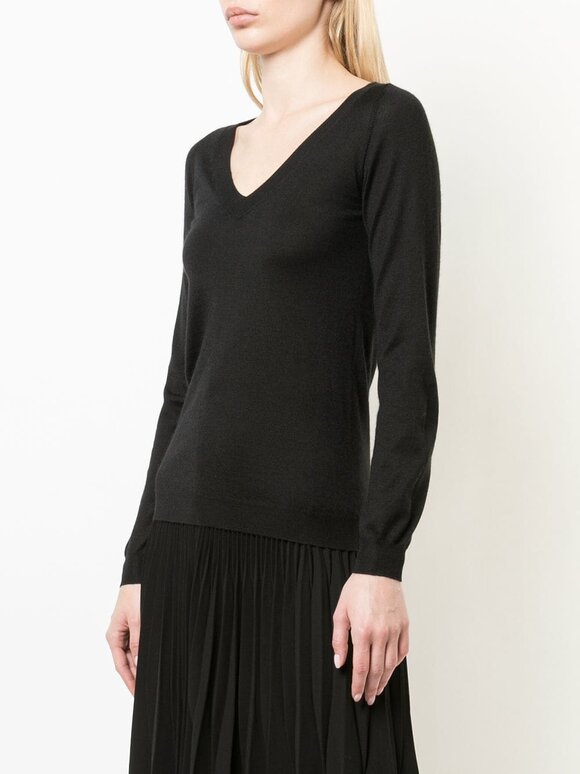 Brunello Cucinelli - Black Cashmere & Silk V-Neck Sweater