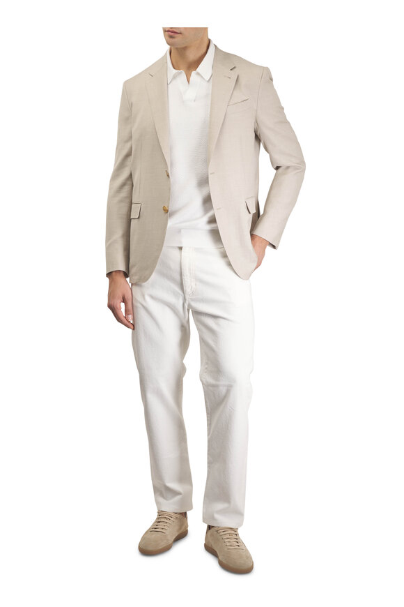 Zegna Light Beige Wool, Silk & Linen Crossover Sportcoat - view 2