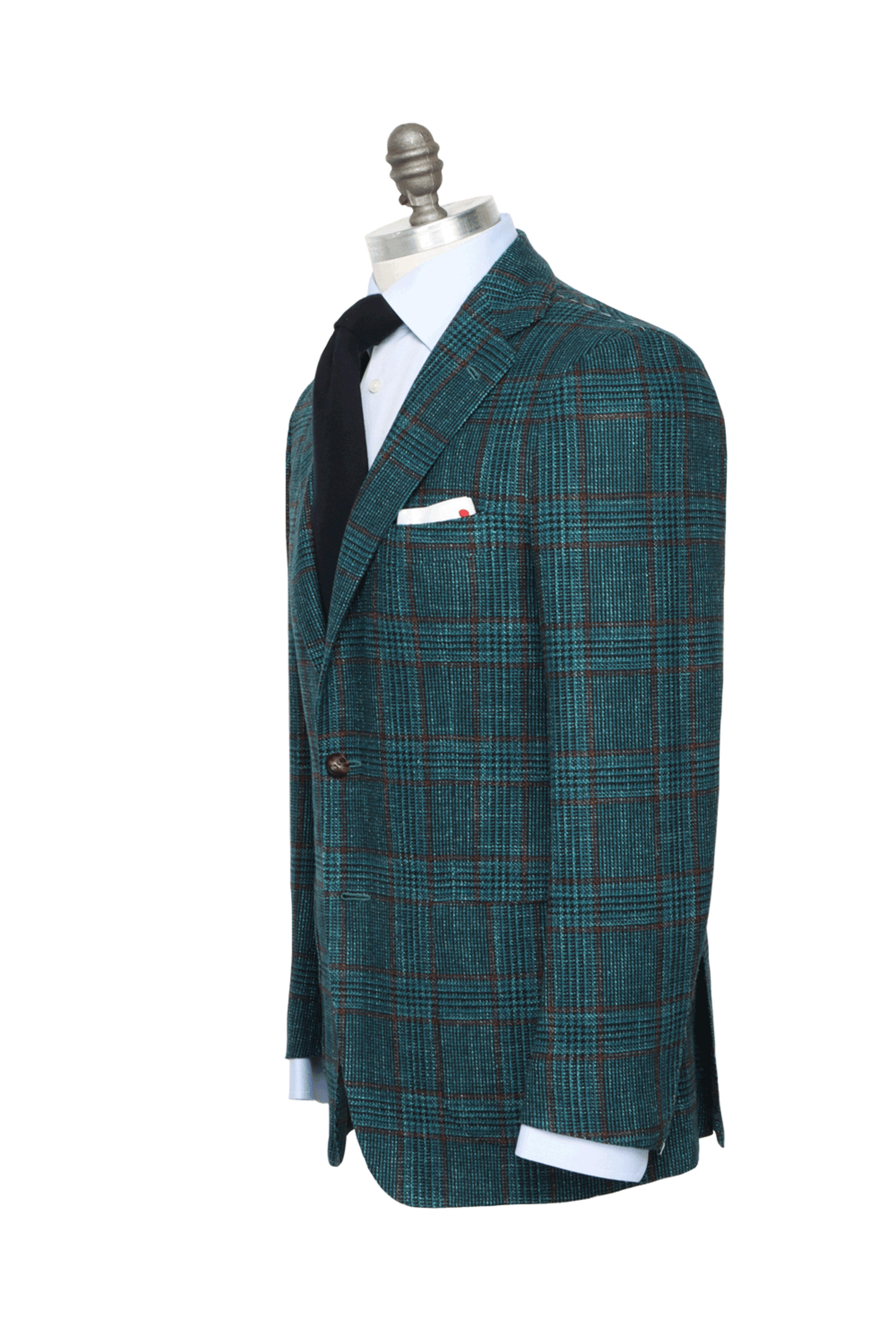 Kiton - Rust and Teal Windowpane Sportcoat