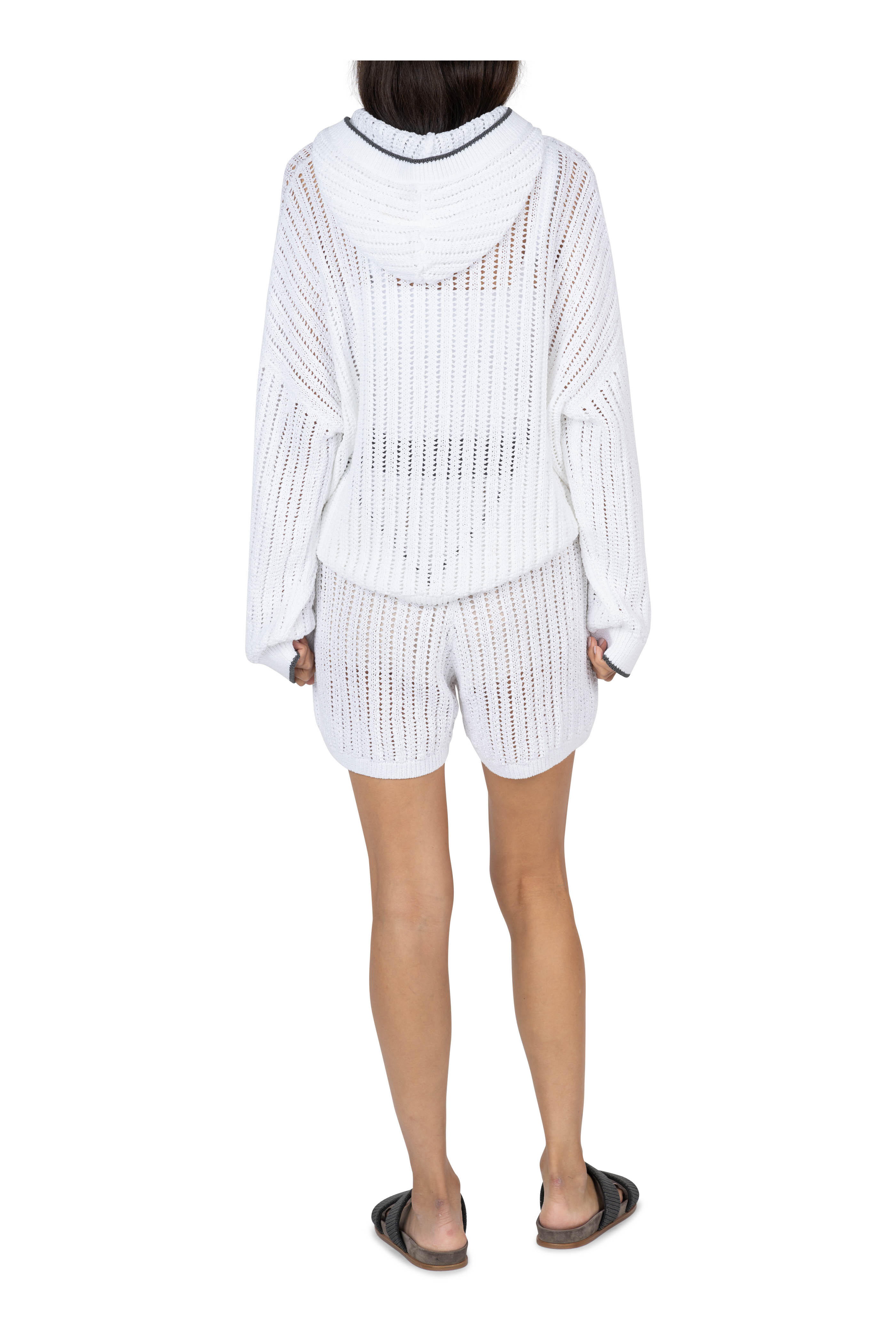 Brunello Cucinelli - White Open Knit Shorts
