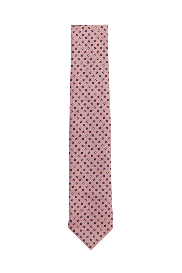 Geoff Nicholson Pink Dot Silk & Cotton Necktie - view 1
