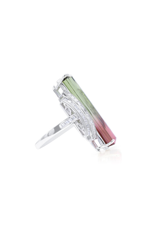 Oscar Heyman - Platinum 12CT Bi-Color Tourmaline & Diamond Ring