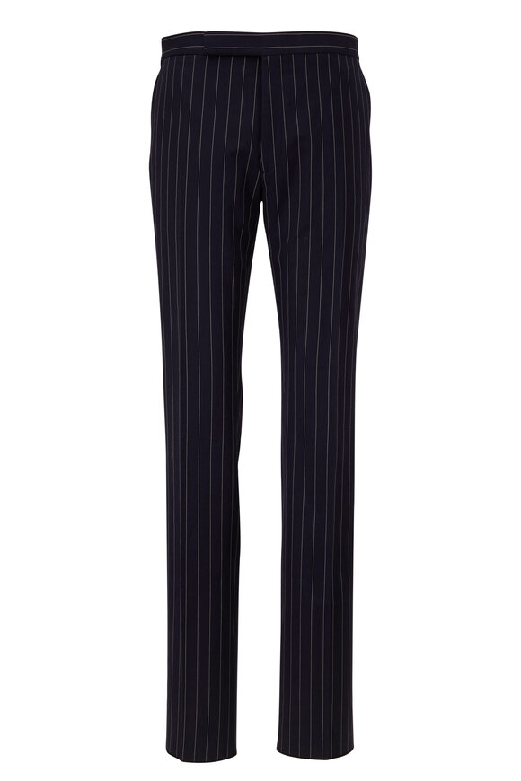 Ralph Lauren Purple Label - Navy & Cream Stripe Linen Pants 