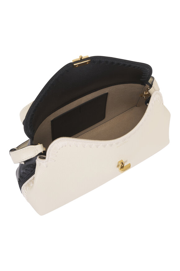 Totême T-Lock Black & Milk Embroidered Leather Clutch - view 5