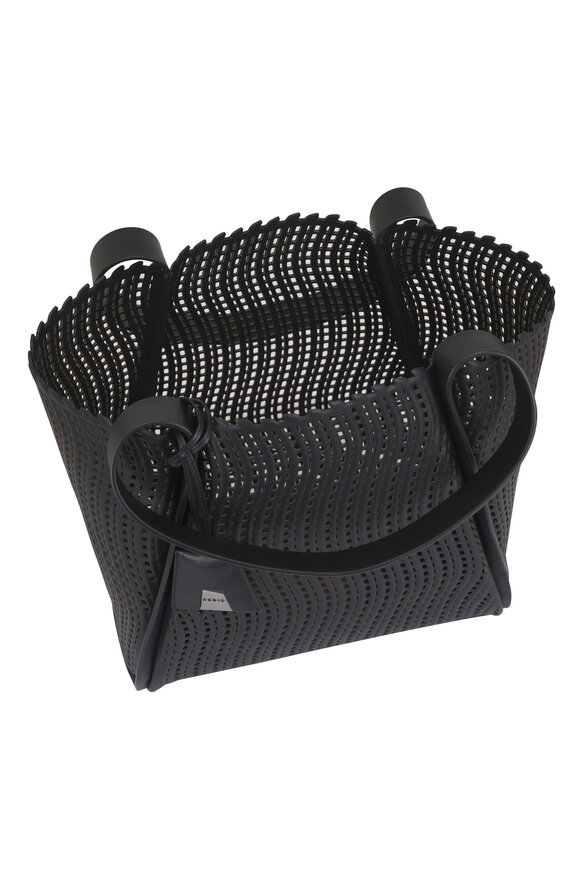Akris Medium Alex Black Laser Cut Leather Tote - view 4