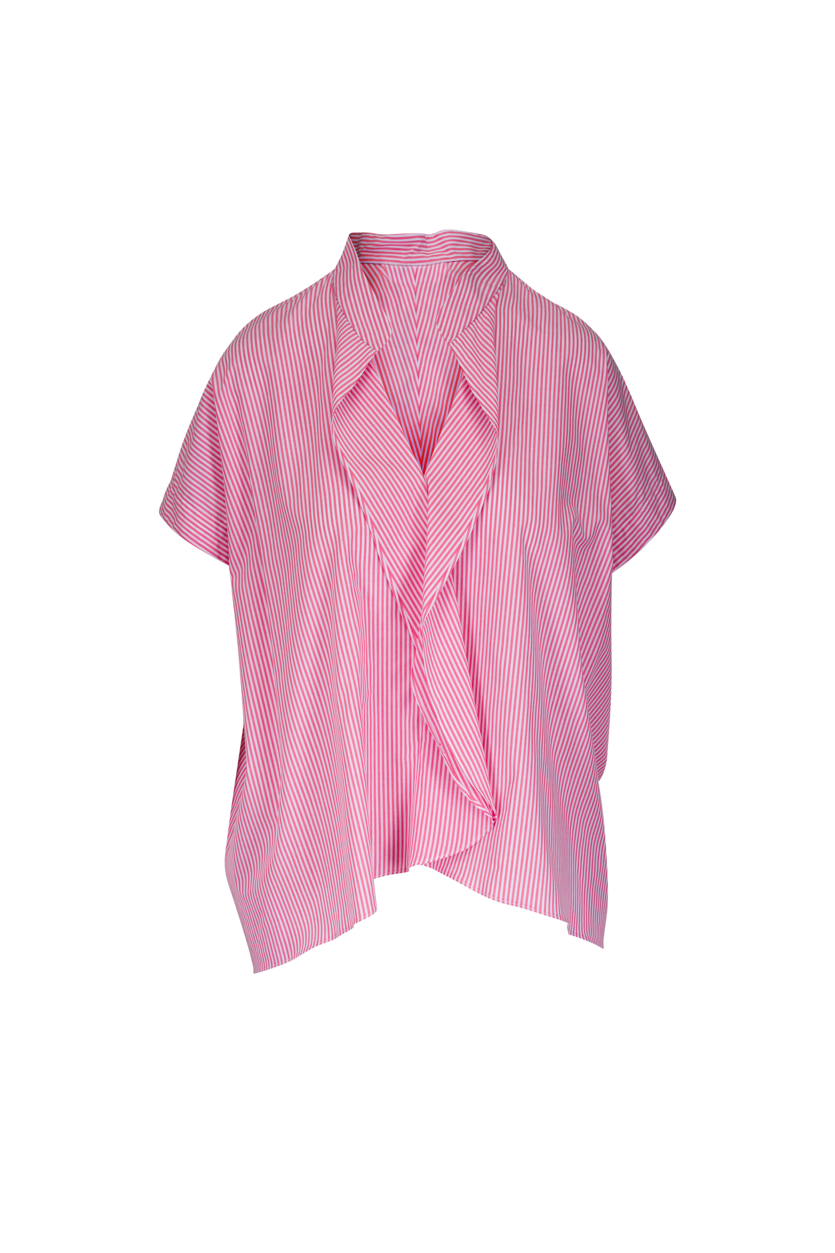 Zero + Maria Cornejo - Fin Gaban Grapefruit & Chalk Summerstripe Shirt