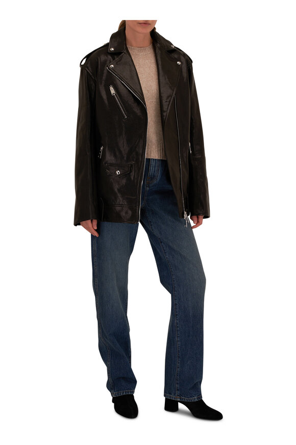 Khaite - Hanson Black Leather Oversized Moto Jacket