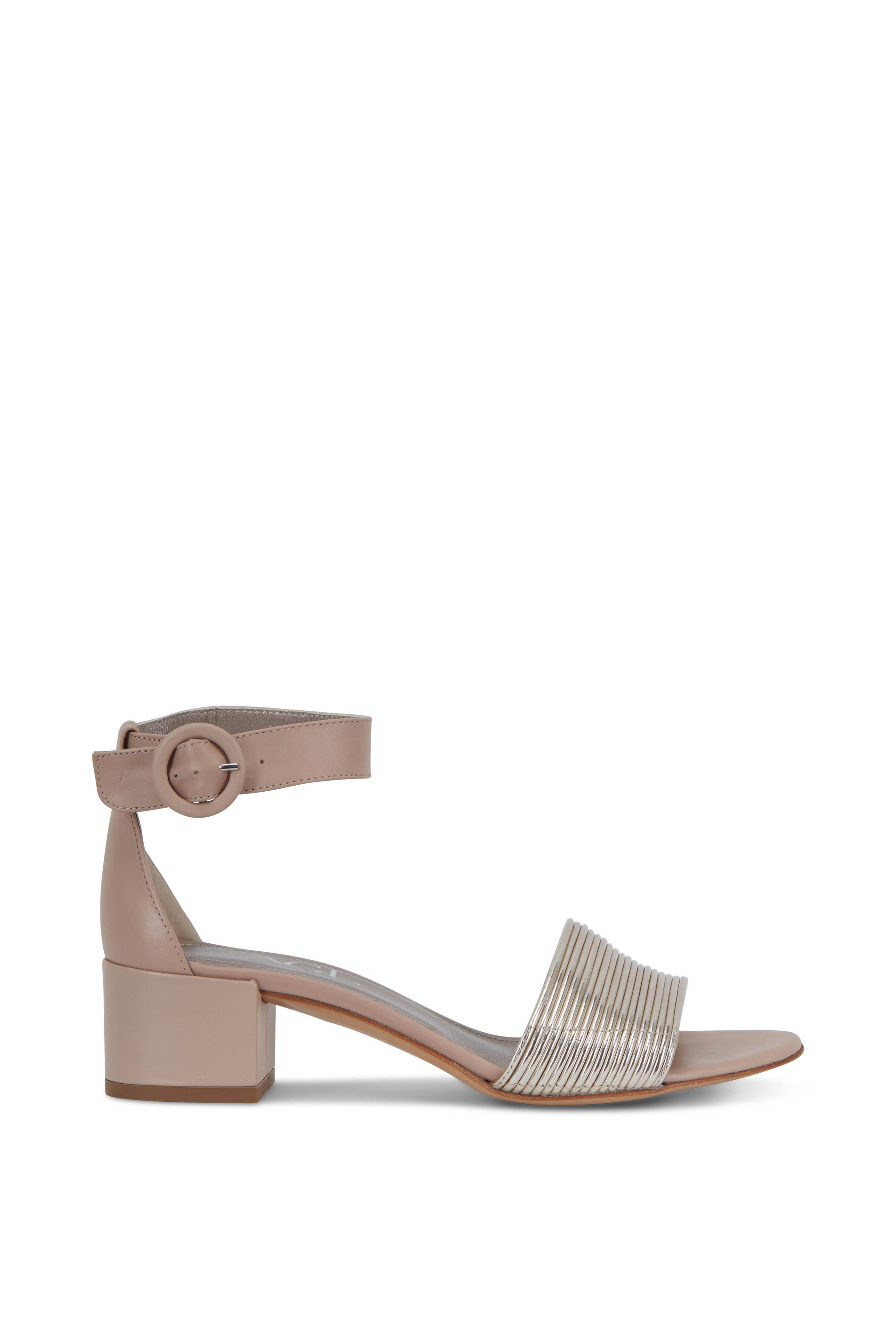 AGL Gold Multi Band Block Heel Sandal 50mm Mitchell Stores