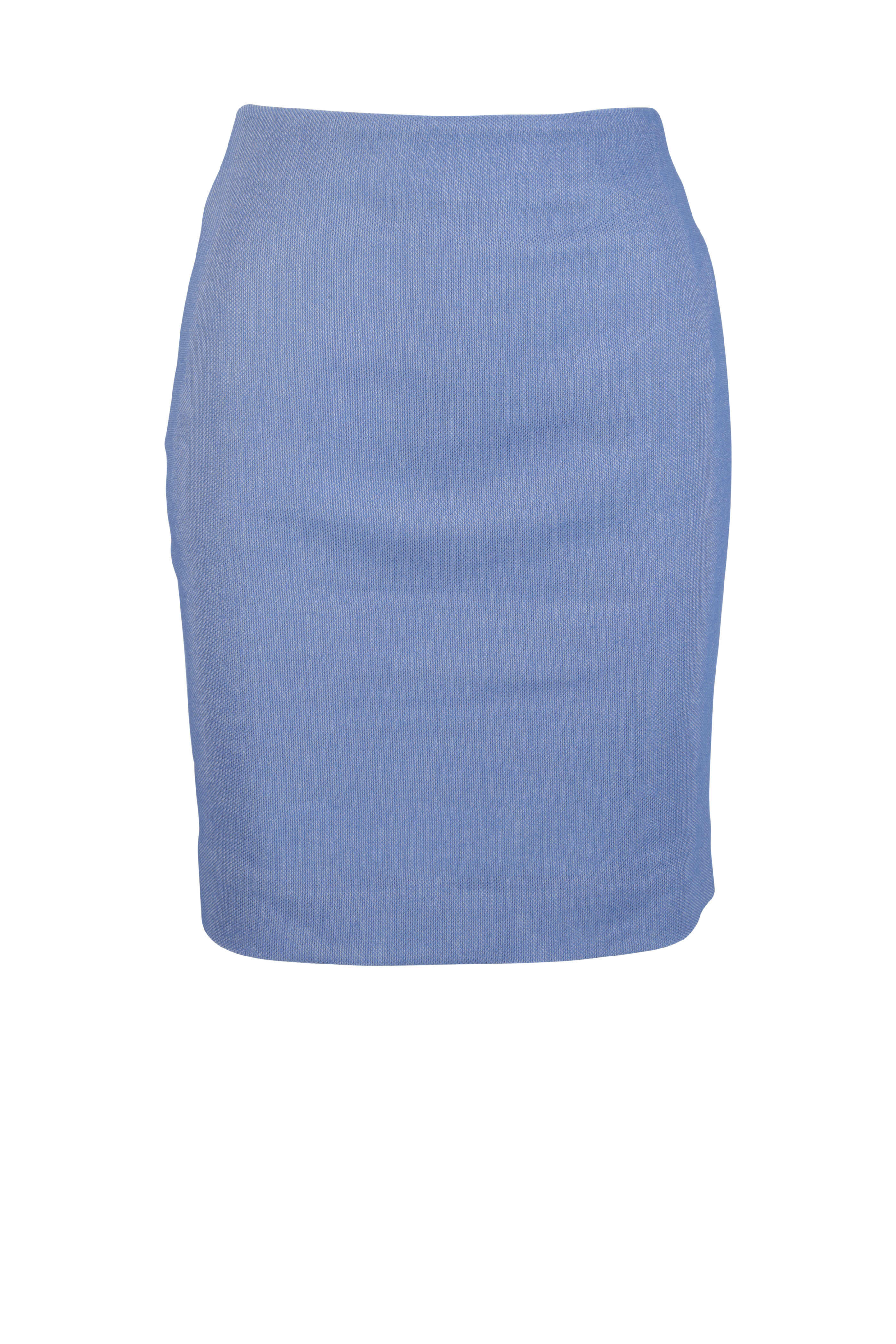 Akris - Periwinkle Wool Blend Piqué Skirt
