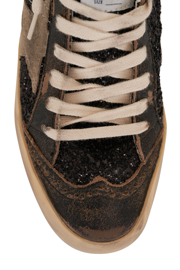 Golden Goose - Mid Star Black Glitter & Beige Star Sneaker