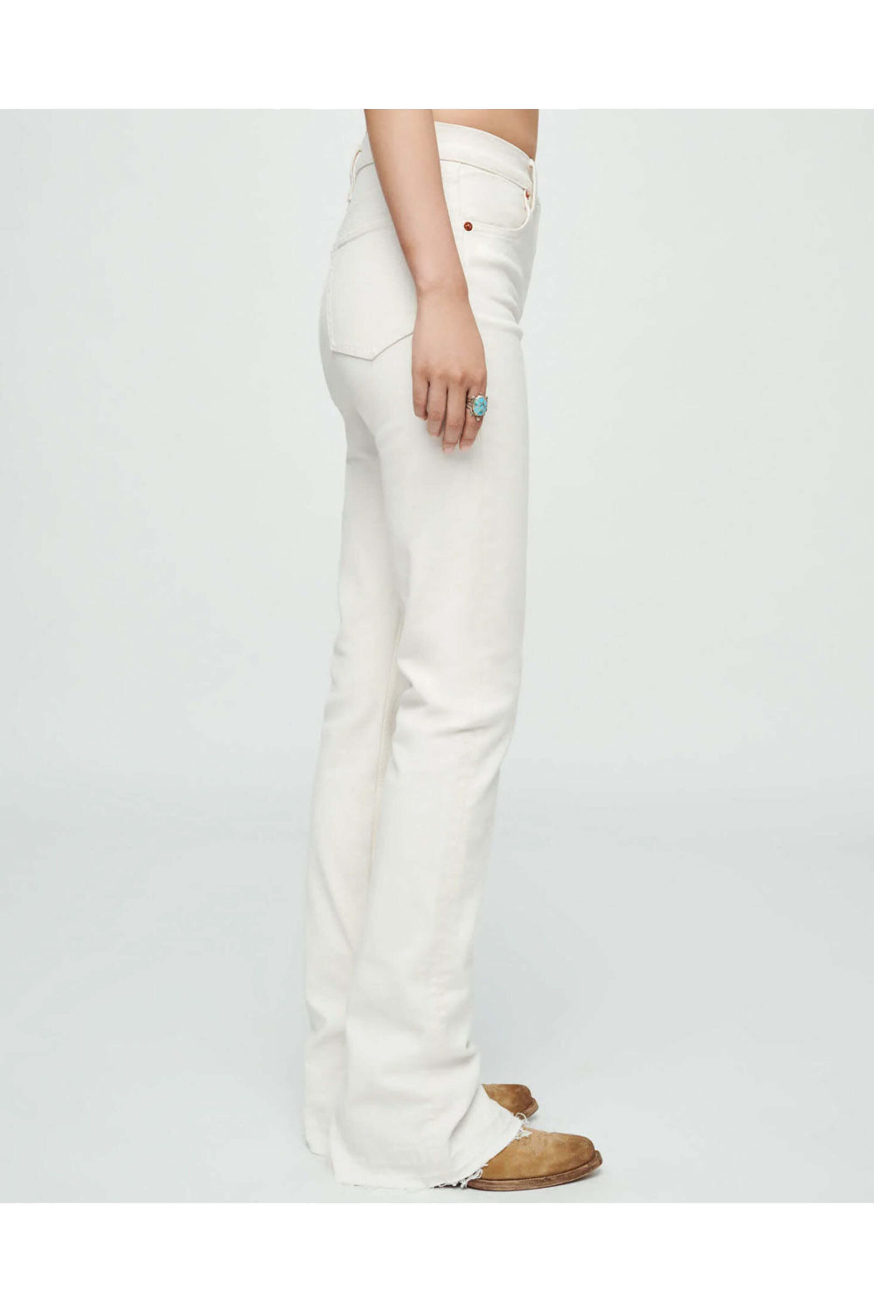Re/Done - 70s High Rise Skinny Bootcut Jean in Vintage White