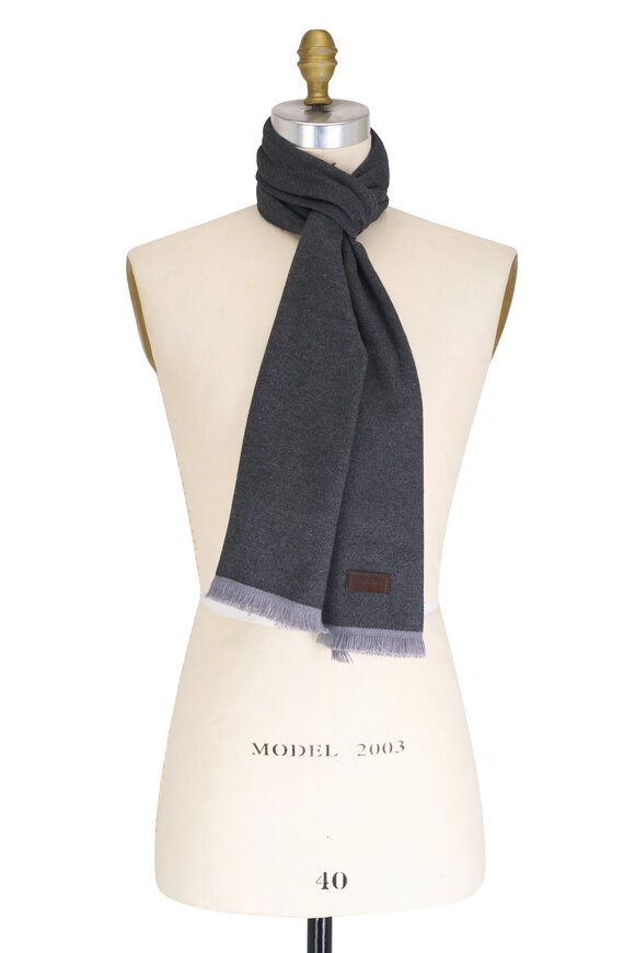 Tom Ford Mens grey heringbone scarf 100 online percent silk