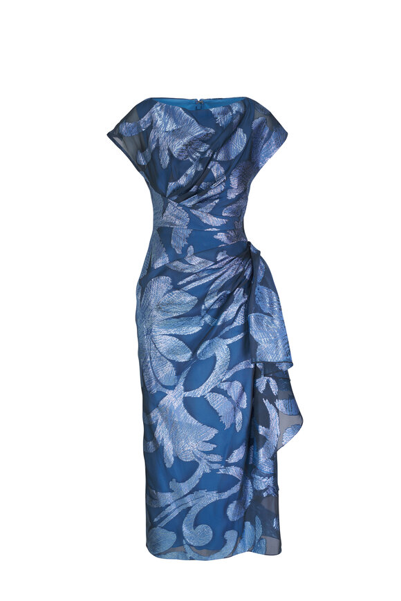 Lela Rose Florence Oxford Blue Midi Dress 
