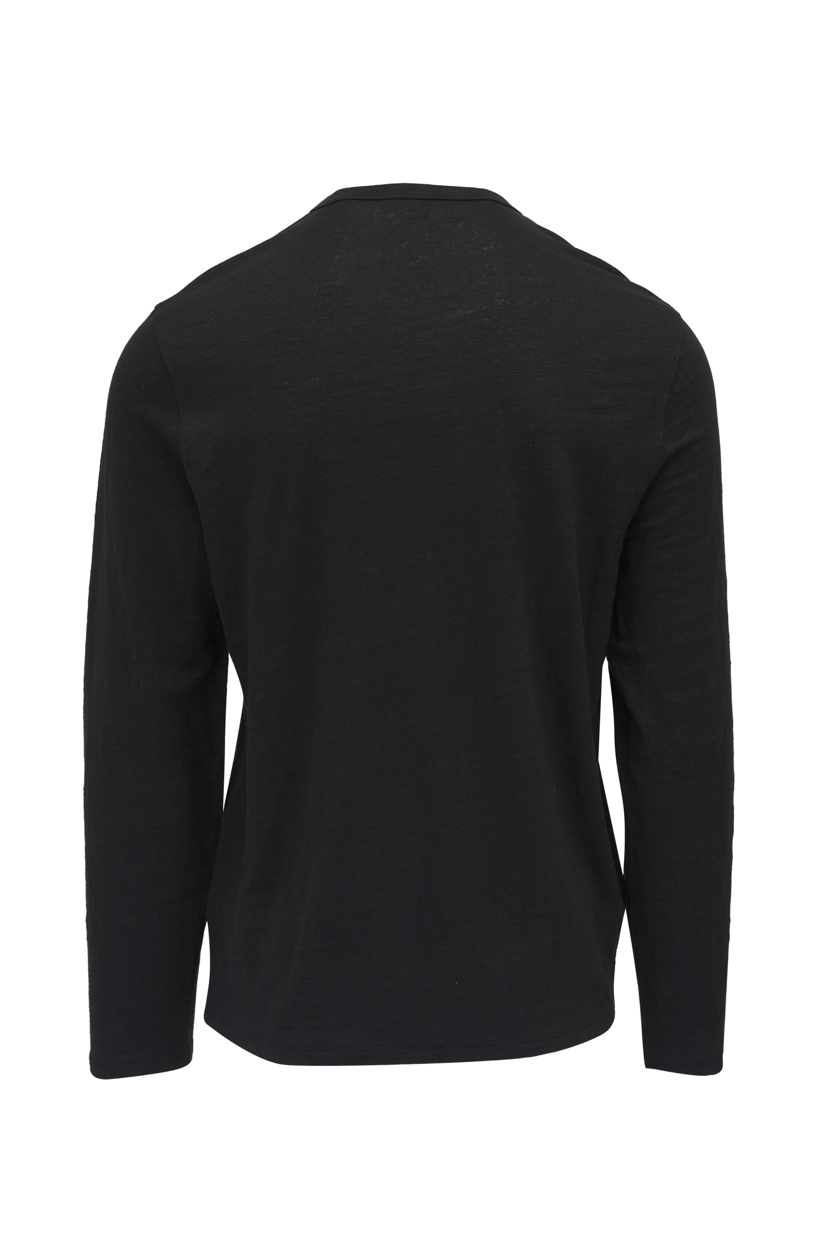 Vince - Black Split Neck Linen T-Shirt
