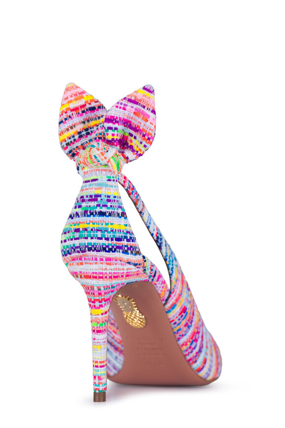 Aquazzura Bow Tie Multicolor Tweed Pump, 85mm - view 3