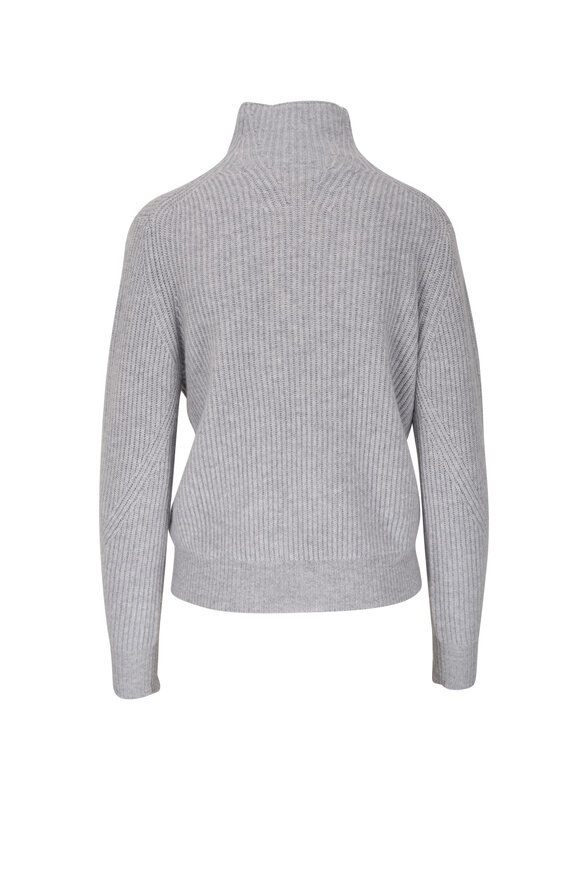 Kinross - Fashioned Rib Silver Cashmere Sweater 