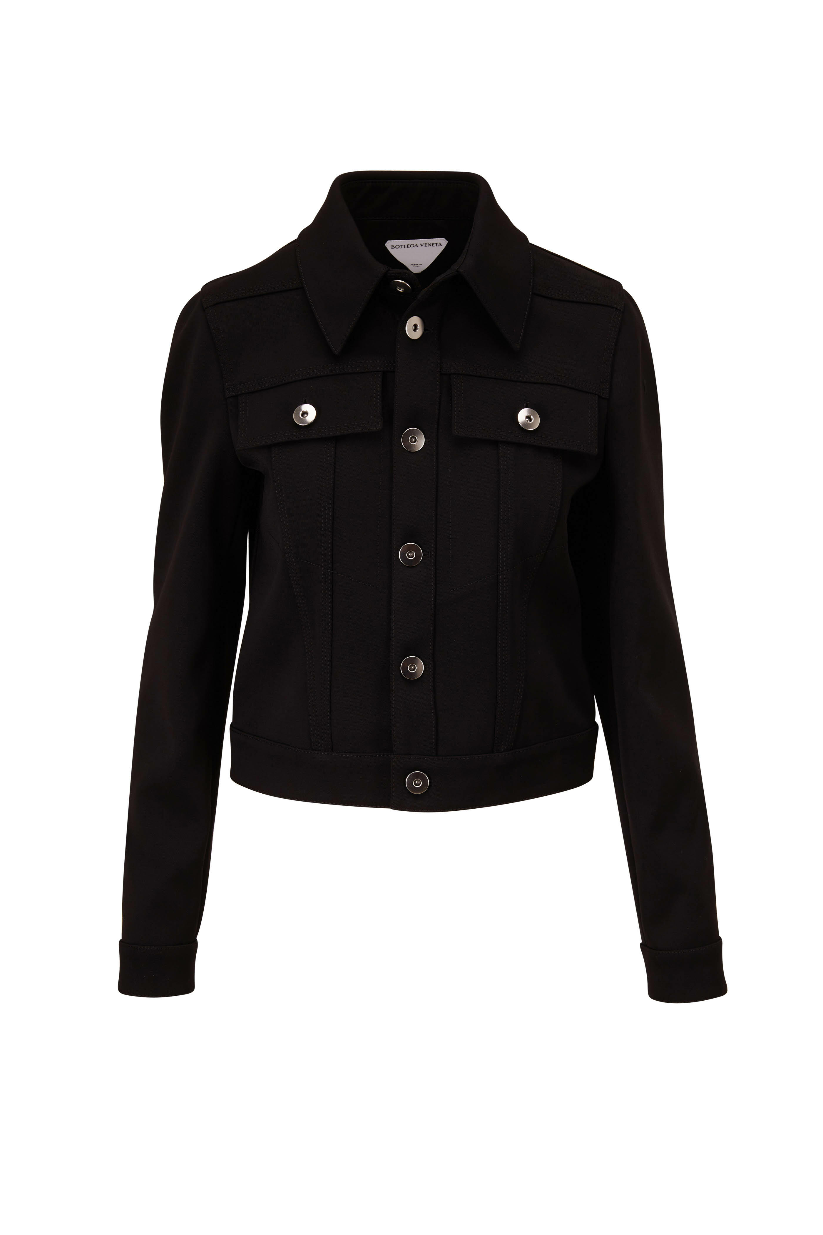ジャケット BOTTEGA VENETA BLACK WOOL JACKET Bottega Veneta felted Cropped Jacket with elongated sleeves