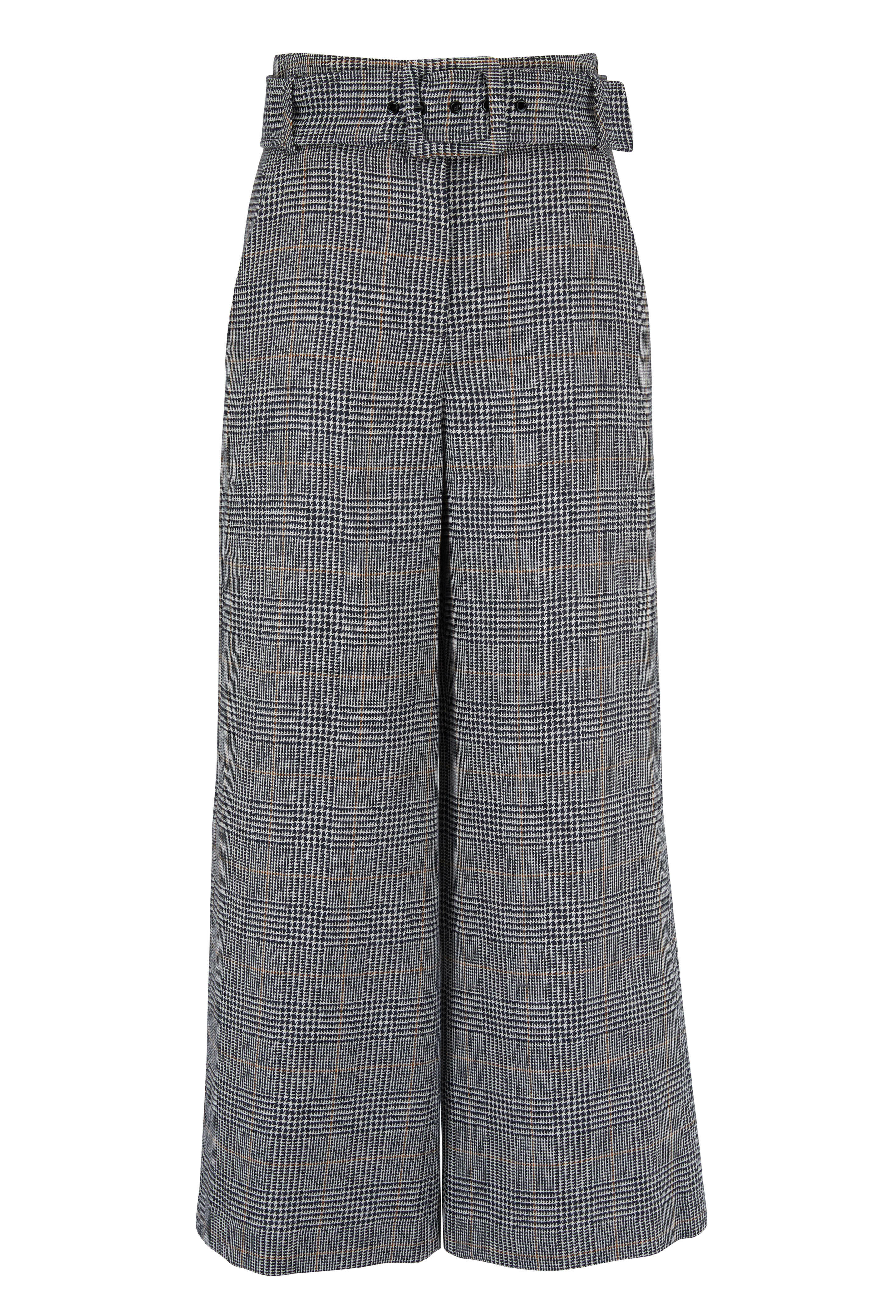 Veronica Beard - Dexter Navy Multi Linen & Cotton Belted Pant