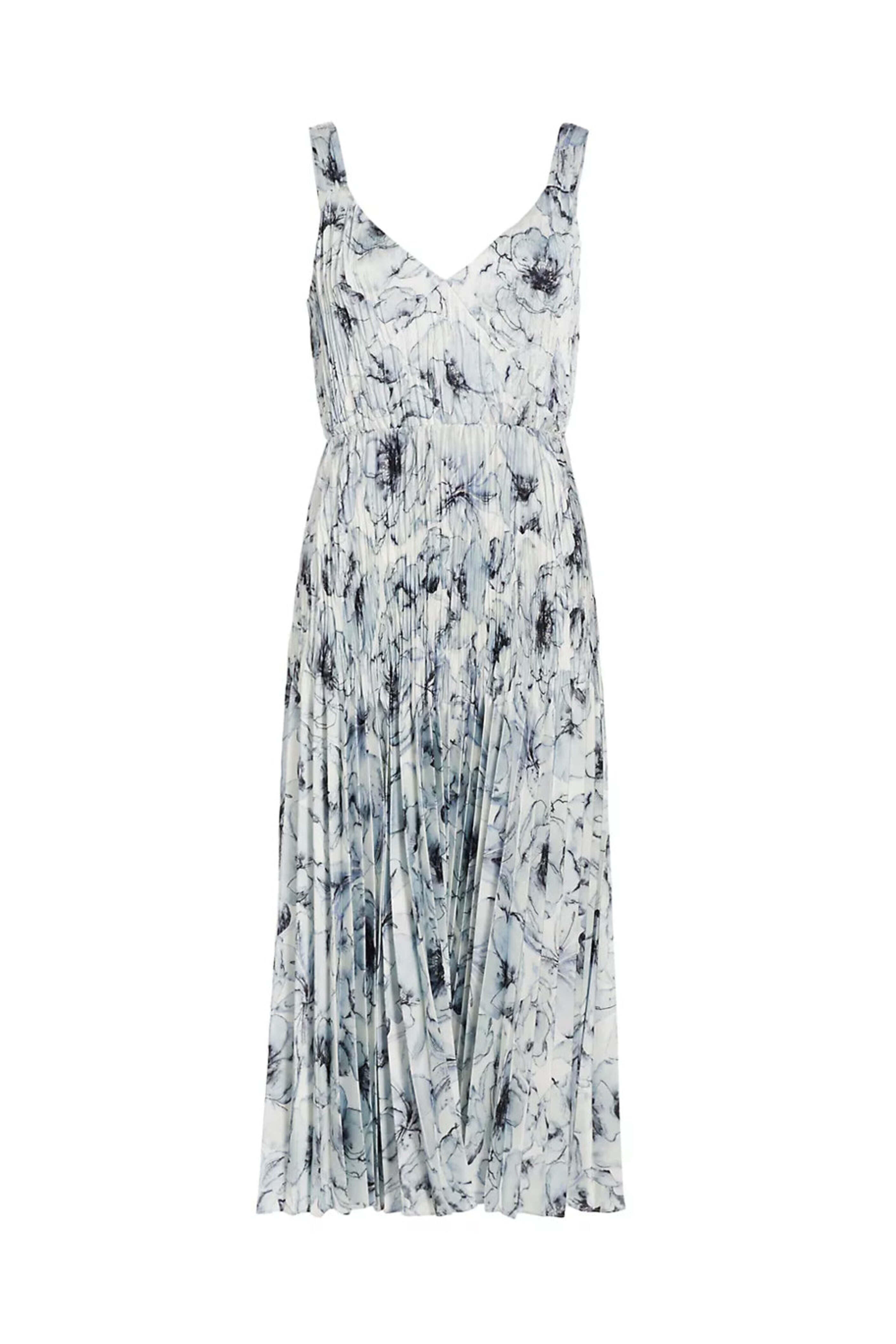 Vince - Pale Azure Washed Lily Pleated Slip Dress