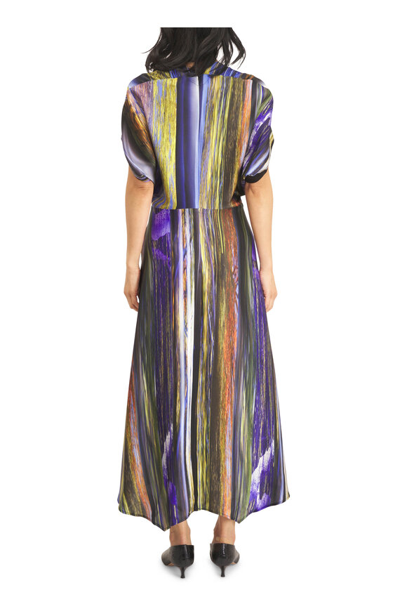 Zero + Maria Cornejo Long Aki Multi Silk Foliage Print Wave Dress - view 4