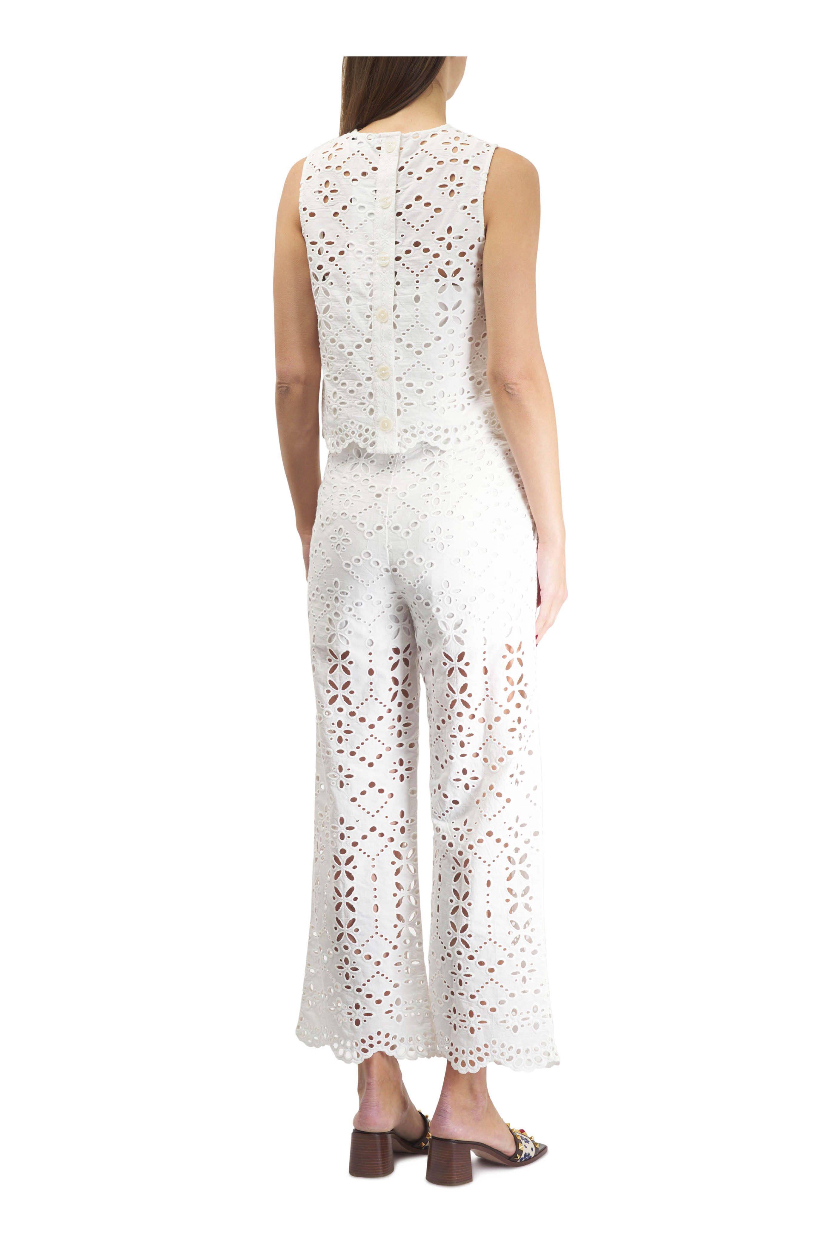 Veronica Beard - Adelyn Off White Cotton Eyelet Tank