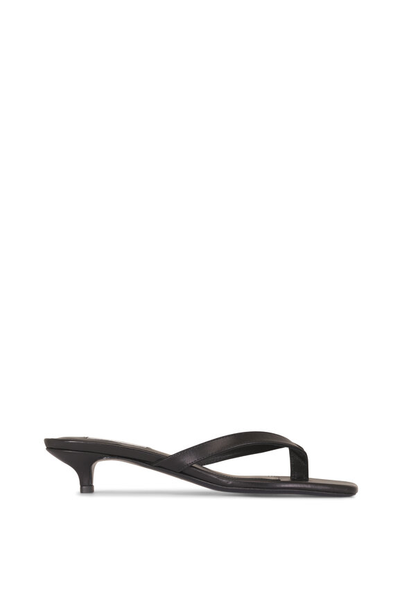 Totême Black Leather Heeled Flip Flops, 35mm - view 2