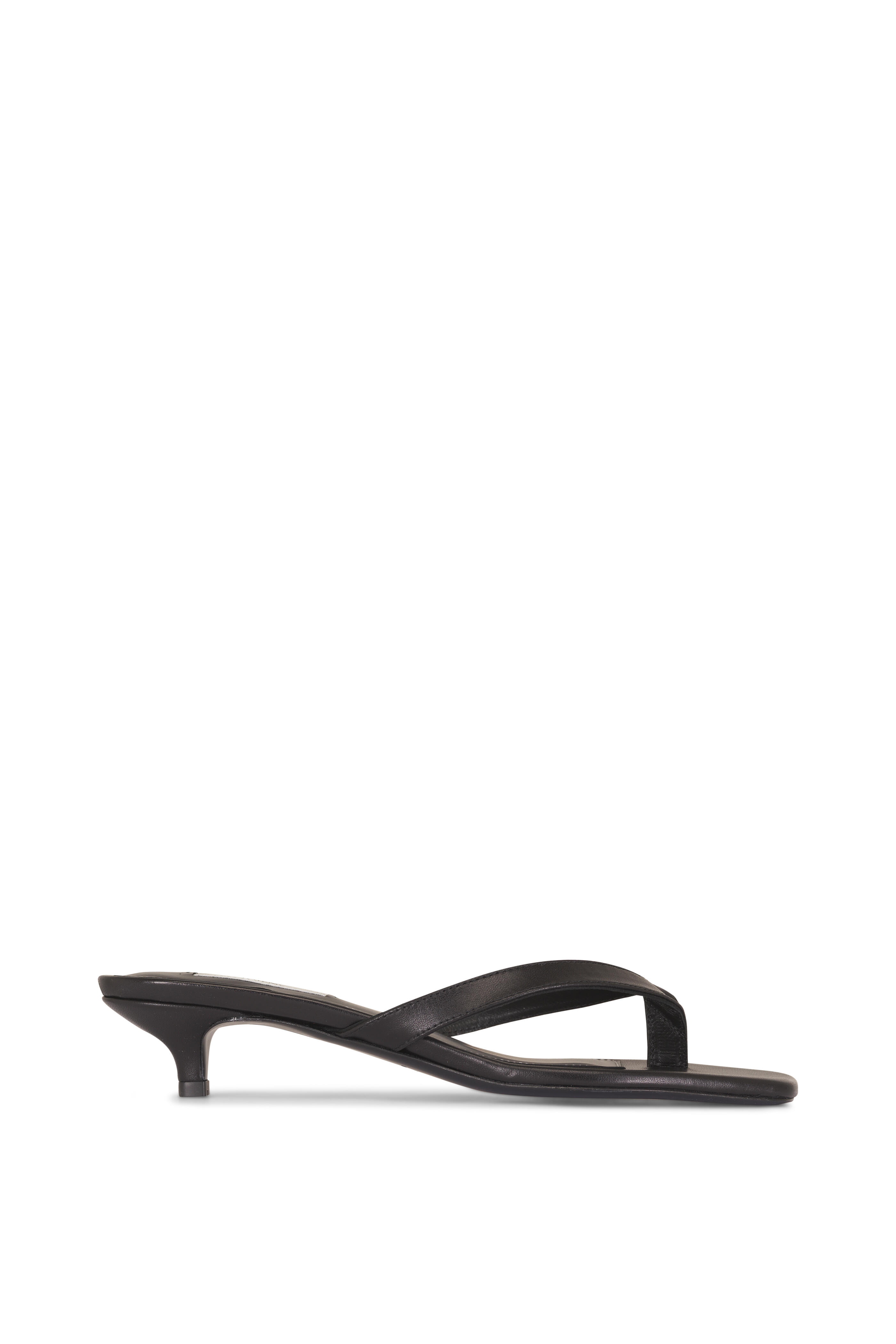 Totême - Black Leather Heeled Flip Flops, 35mm - view 2