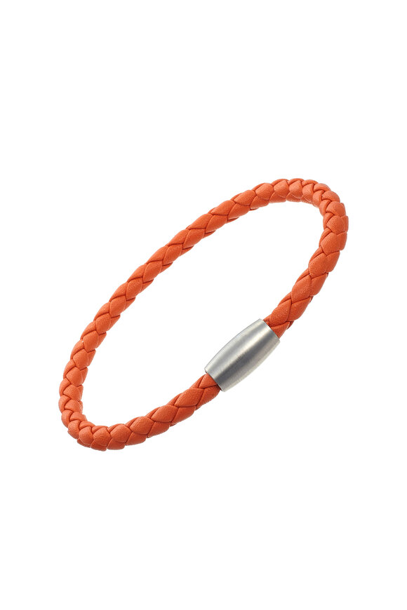 Jan Leslie Orange Woven Leather Bracelet - view 1