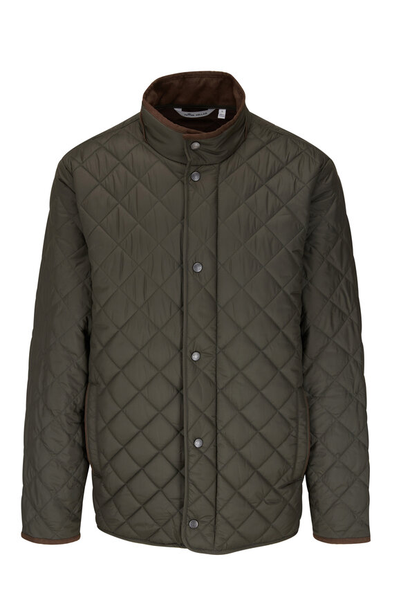 Peter Millar - Olive Suffolk Quilted Travel Coat