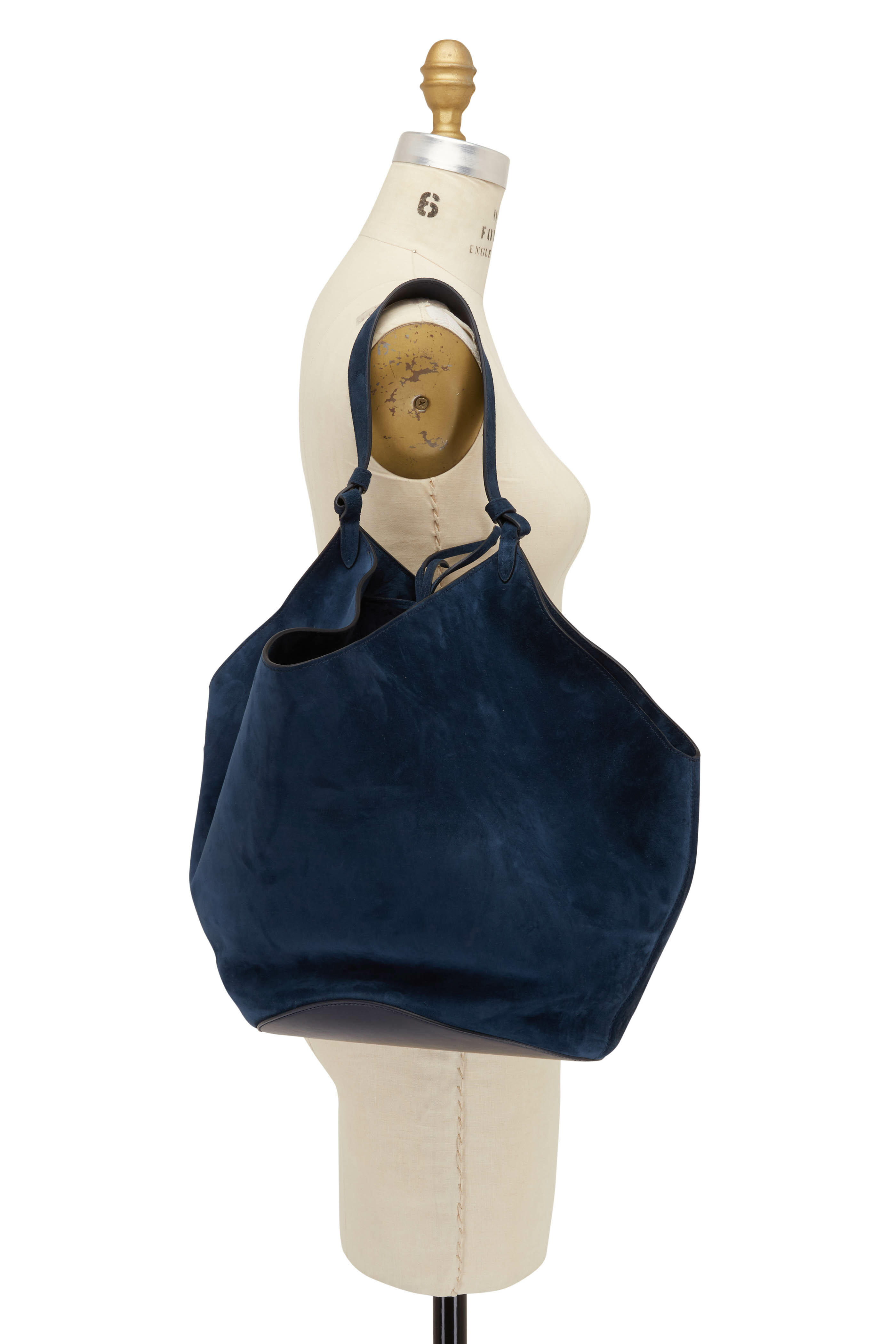 Khaite - Medium Lotus Midnight Suede Tote