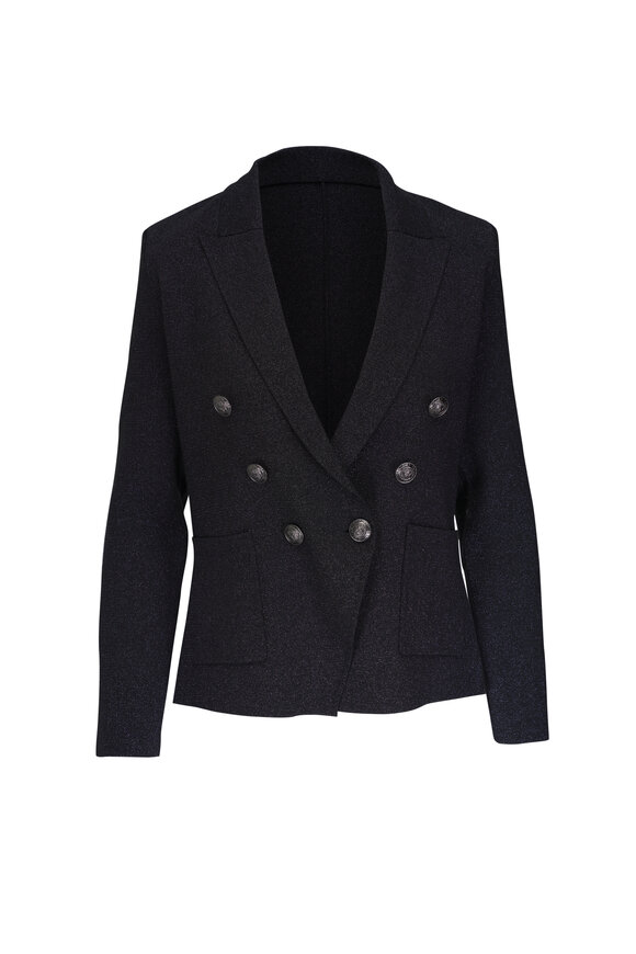 L'Agence Kenzie Black Metallic Knit Blazer