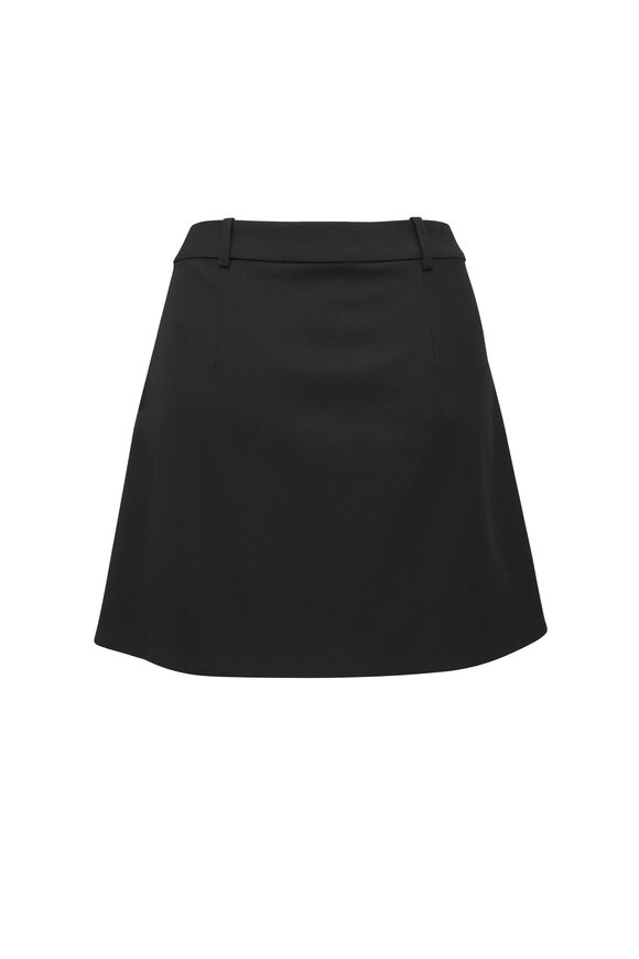 McQueen - Cavalry Twill Pleated Black Wool Mini Skirt 