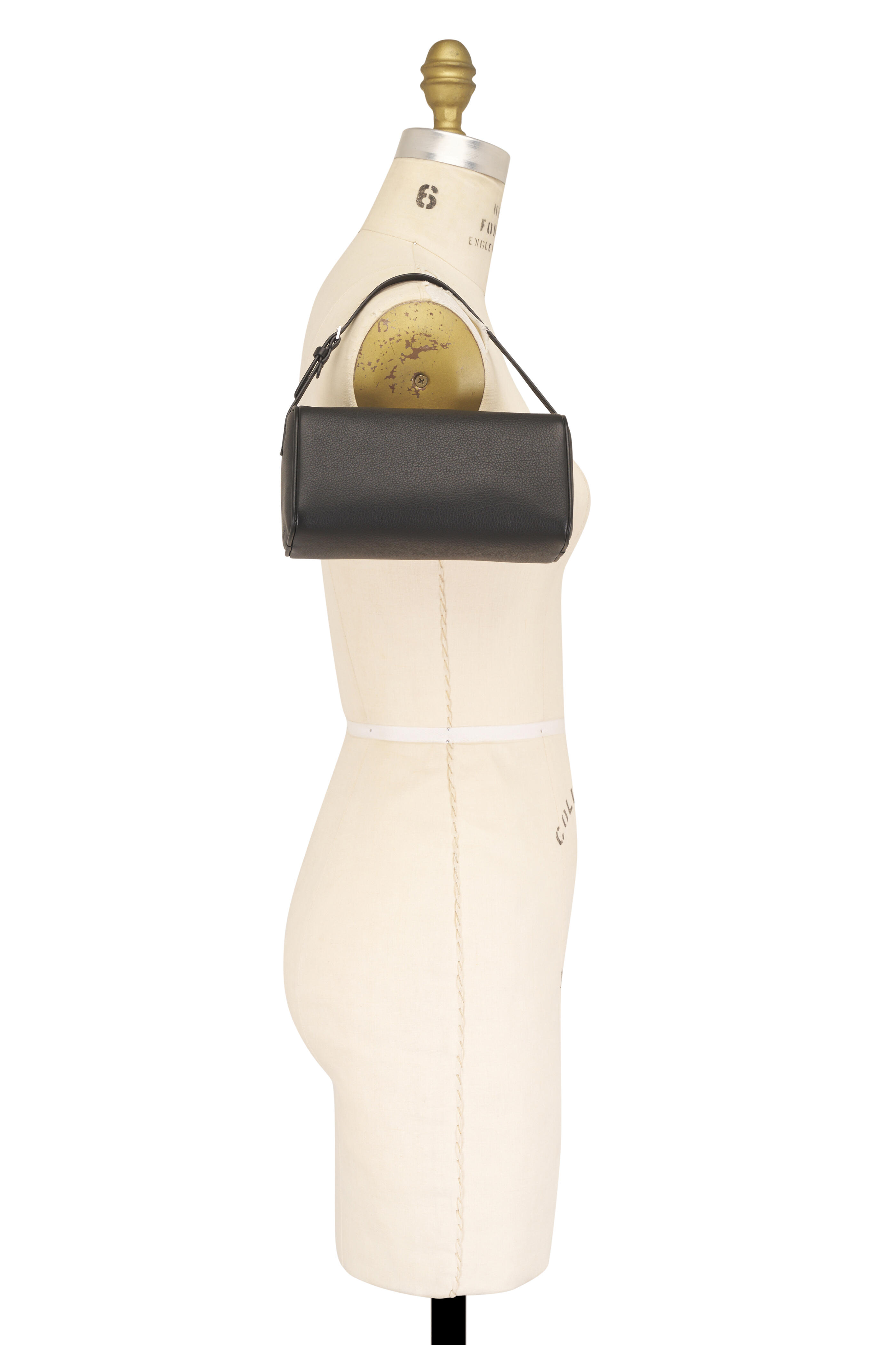 The Row - 90s Black Grain Leather Baguette Shoulder Bag - view 5