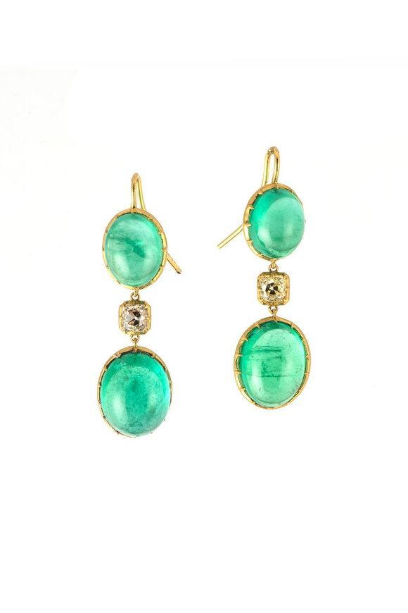 Sylva & Cie Zambian Emerald Triple Drop Earrings - view 1