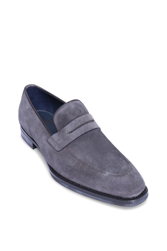 Ferragamo - Foster Gray Suede Loafer | Mitchell Stores