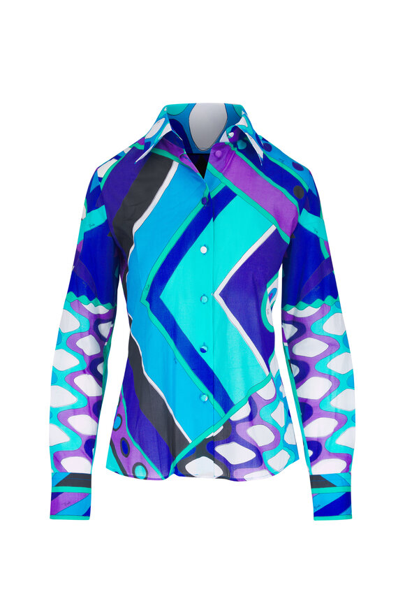 Pucci Blue Vivara Print Cotton Shirt - view 1