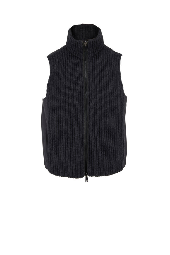 Brunello Cucinelli Onyx Cashmere Front & Taffeta Reversible Vest