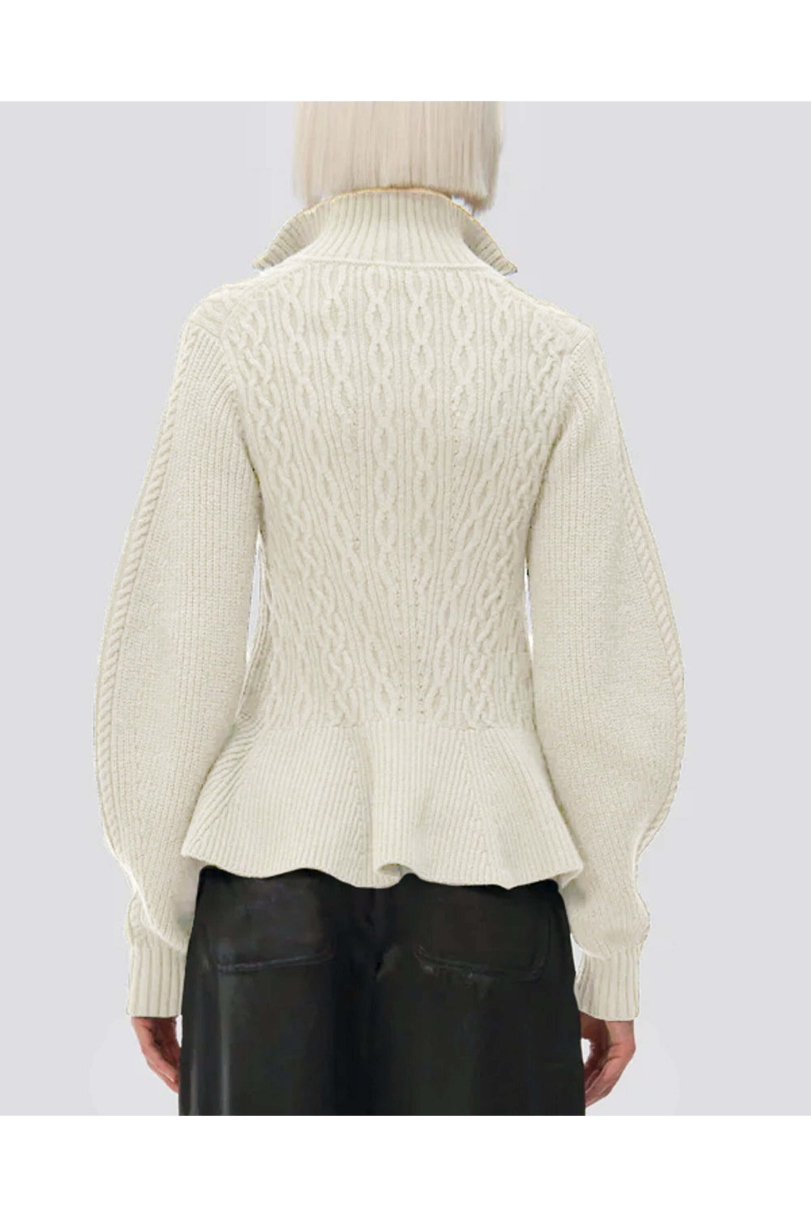 Simkhai - Ivory Susanna Peplum Polo Sweater