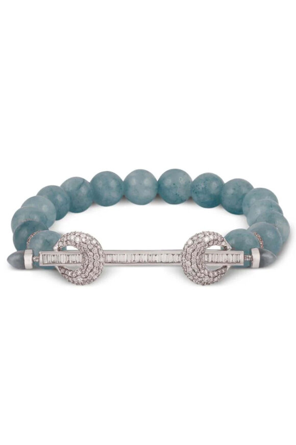 Ananya Fine Jewelry Diamond Bar & Aquamarine Bead Bracelet