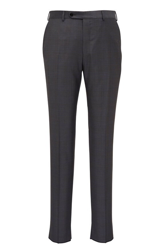 Zegna - Gray & Tonal Blue Plaid Wool Suit