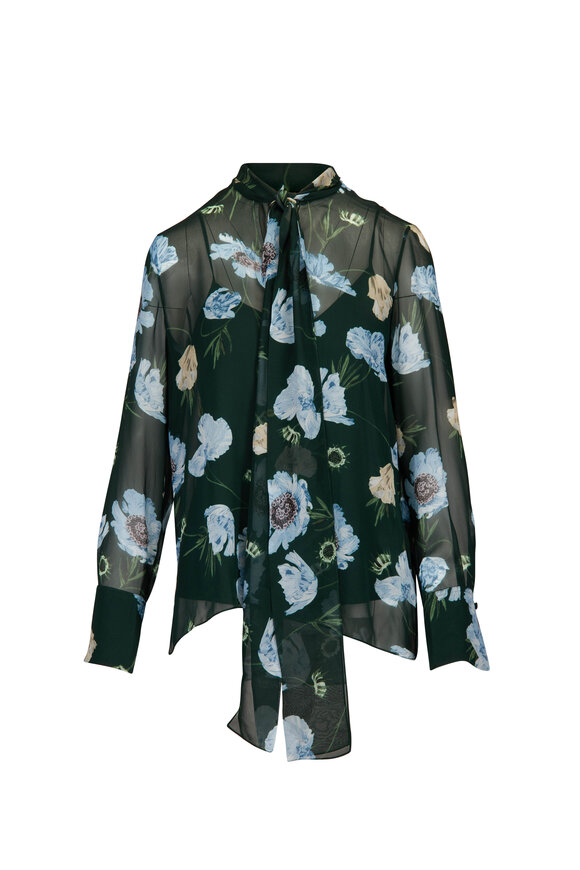 Erdem Floral Silk Voile Long Sleeve Blouse - view 1